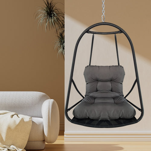 without Stand Swing Egg Chair Indoor Outdoor Wicker Rattan Patio Basket Hanging Chair with C Type bracket