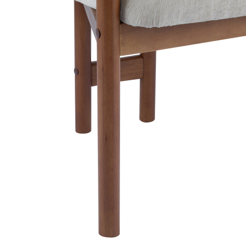 Set of 2 Beige King Louis Rubberwood Arm Dining Chairs, 300 LBS Weight Capacity