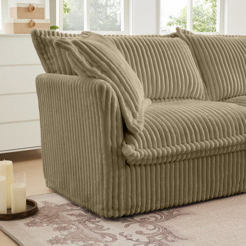 Camel Corduroy Modular Ottoman, High Resilience Sponge Foot Stool with Removable Washable Cover