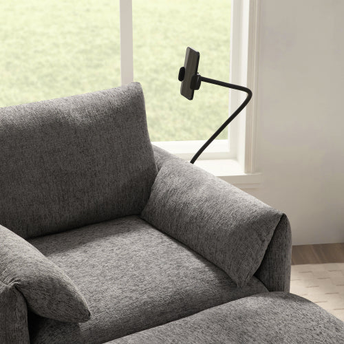 37 inch  Modern Cloud Chenille Armchair with Storage Ottoman, Charger & Phone Holder