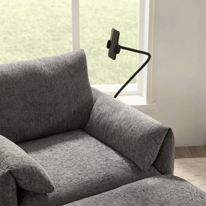 37 inch  Modern Cloud Chenille Armchair with Storage Ottoman, Charger & Phone Holder