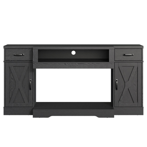 Black Farmhouse 65 inch TV Stand with Adjustable Shelves and Storage