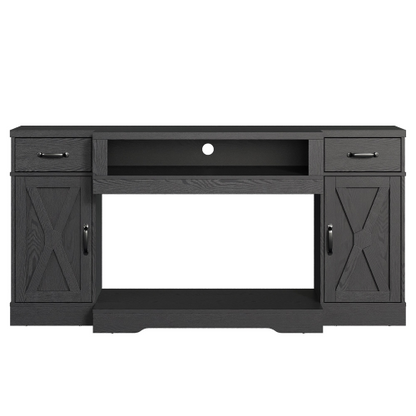 Black Farmhouse 65 inch TV Stand with Adjustable Shelves and Storage