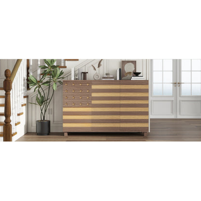 Hand Carved Buffet Sideboard Cabinet with Adjustable Shelves