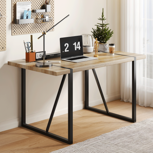 Rustic Industrial Dining Table with Thick Wood Top and Black Metal Legs