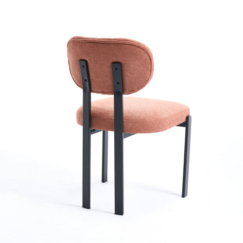 Set of 2 Mid-Century Boucle Upholstered Dining Chairs, Curved Backrest