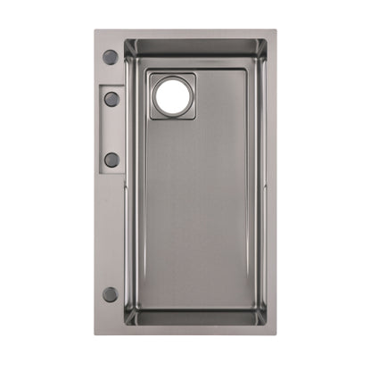 Waterfall Kitchen Sink, Stainless Steel Single Bowl in Black, Multifunctional Workstation with Flying-rain Faucet and Cutting Board, 30×18″ Stainless Steel Single Bowl Sink, LS-SSBL05