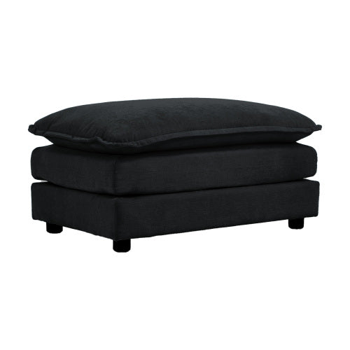 Black Chenille Modular Ottoman Footrest, Mix & Match for 2 3 4 Seater Sectional Sofa