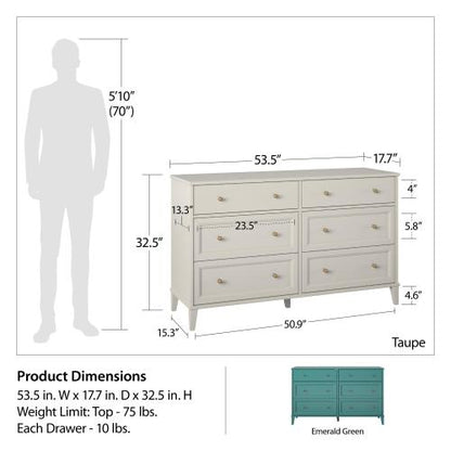 Wide 6-Drawer Dresser