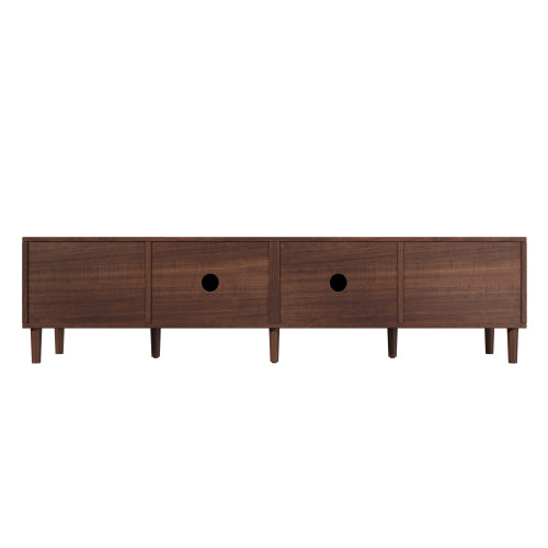 78.7 inch Dark Brown PE Rattan TV Stand 4 Drawers Soft Close Hinges For 85 Inch TV