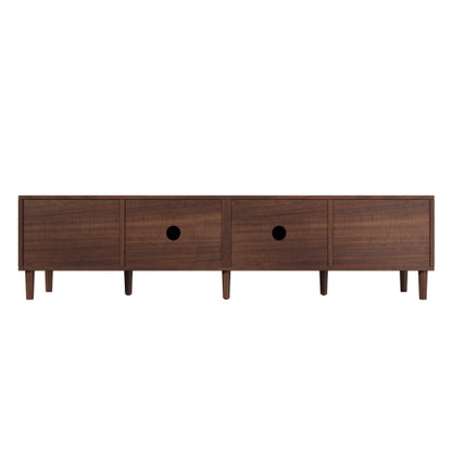78.7 inch Dark Brown PE Rattan TV Stand 4 Drawers Soft Close Hinges For 85 Inch TV