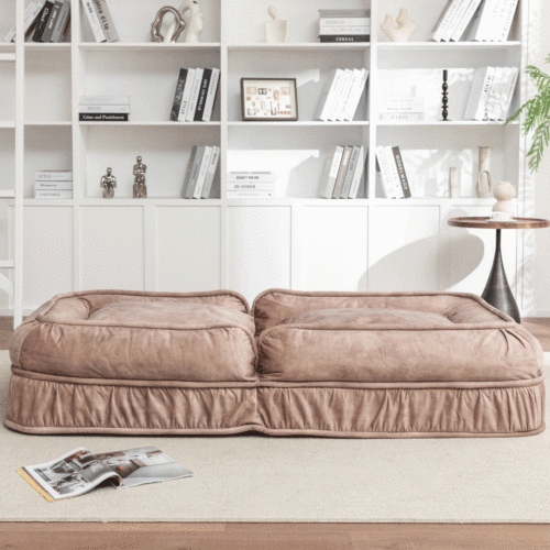 Human-Size Upholstered Dog-Style Floor Sofa,5-Position Adjust & Massage Pillow