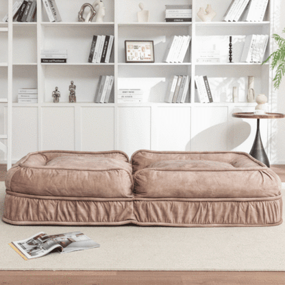 Human-Size Upholstered Dog-Style Floor Sofa,5-Position Adjust & Massage Pillow