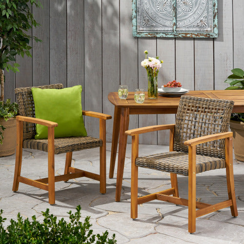 HAMPTON WOOD AND WICKER DINING CHAIR( SET OF 2 )
