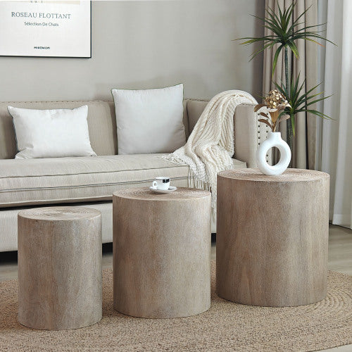 3-Piece Rustic Stump-Style Nesting Tables