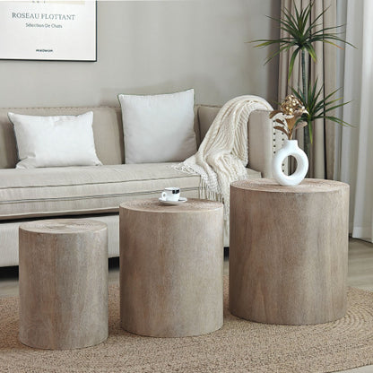 3-Piece Rustic Stump-Style Nesting Tables