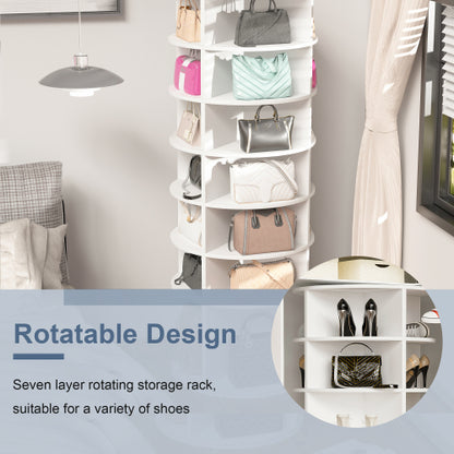 7 Tier 360 Degree Rotating Shoe Rack Tower Large Capacity Free Standing Shoe Organizer