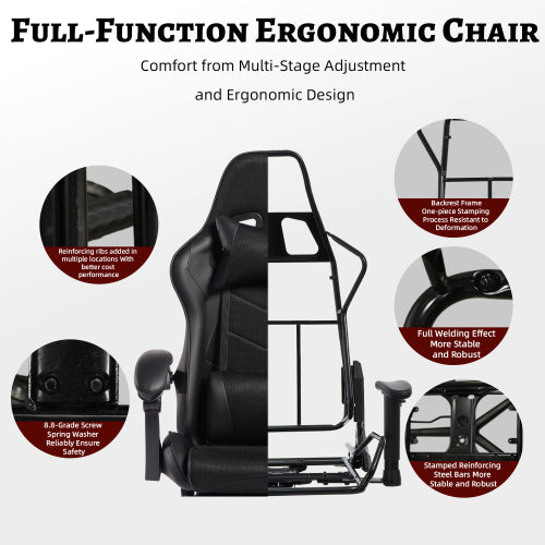 furniture E-sports Gaming Chair Sports Car Driving Seat PU Material Moulded Sponge Comfortable and Safe With Massage Black