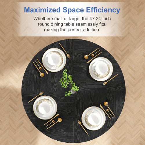 47 Inch Round Wood Grain Dining Table