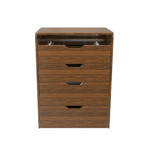 Walnut 3-in-1 Flip-Top LED Vanity Desk 23 inch L, HD Shatter Resistant Mirror & Storage Stool