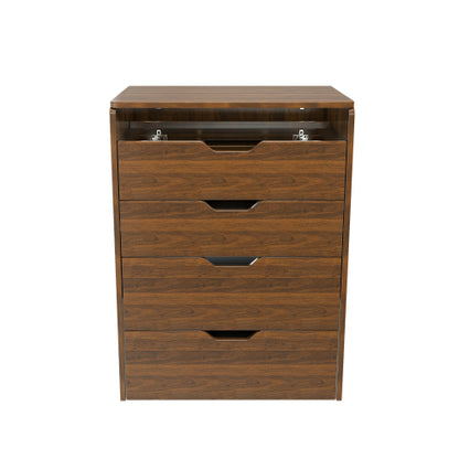 Walnut 3-in-1 Flip-Top LED Vanity Desk 23 inch L, HD Shatter Resistant Mirror & Storage Stool