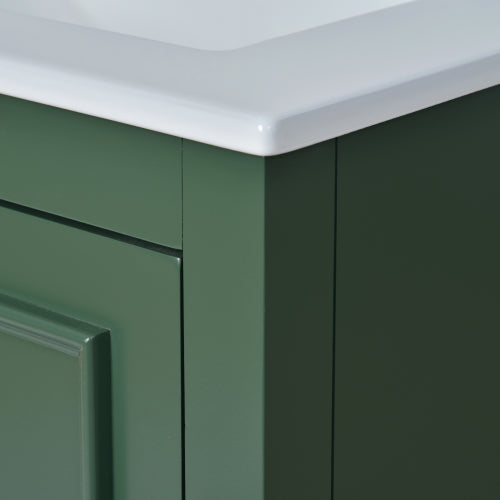 24'' Bathroom Vanity with Ceramic Sink Combo, Modern Freestanding Storage Cabinet with Silver Handles, Soft Closing Doors