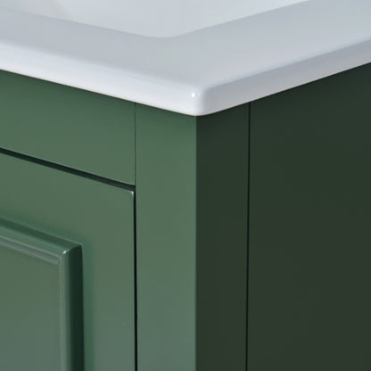 24'' Bathroom Vanity with Ceramic Sink Combo, Modern Freestanding Storage Cabinet with Silver Handles, Soft Closing Doors