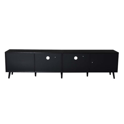 78.74 Inch Farmhouse Rattan TV Stand Solid Wood Leg Media Console Supports 85 Inch TV