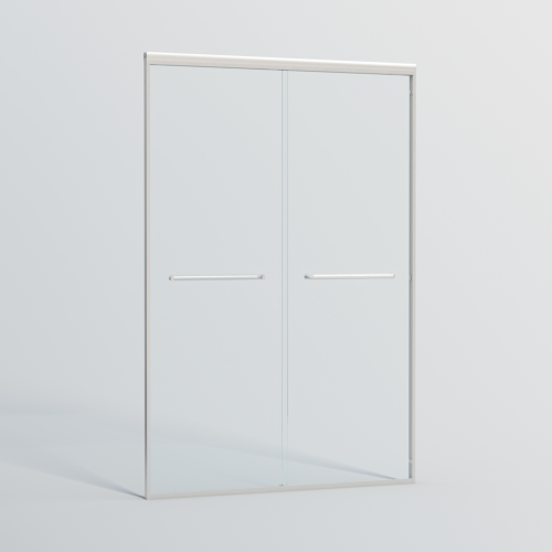 44-48 in. W x 72 in. H Double Sliding Shower Door, Semi-frameless Bypass Bathroom Sliding Door with 1/4" (6mm) Tempered Glass for Walk-in Shower, Brushed Nickel 24D03-48BNX