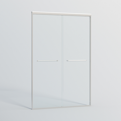 44-48 in. W x 72 in. H Double Sliding Shower Door, Semi-frameless Bypass Bathroom Sliding Door with 1/4" (6mm) Tempered Glass for Walk-in Shower, Brushed Nickel 24D03-48BNX