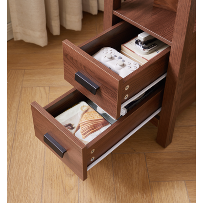 End Table with Charging Station,Side Tables with USB Ports & Outlets,Side Table with 2 Drawers, Small Wood Bedside Table, Small Rustic Side Table, Modern End Table with Drawer