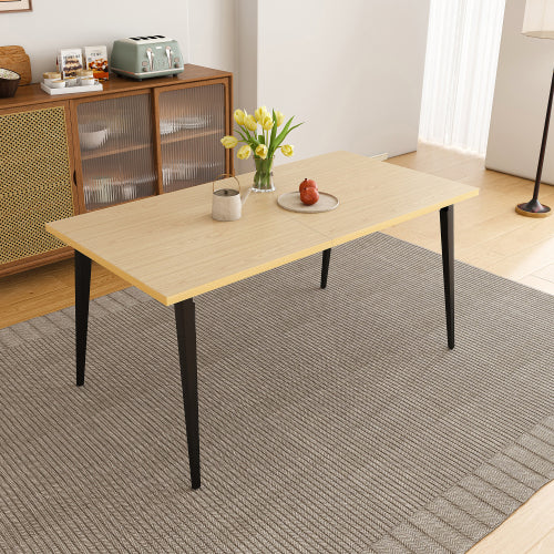 63 Inch Rectangular Dining Table with Iron Legs