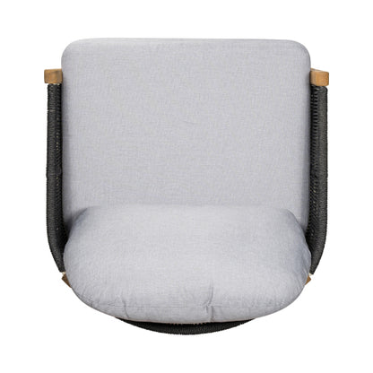 Grotta Outdoor Wood Club Chair, Dark Gray Rope with Gray Cushion