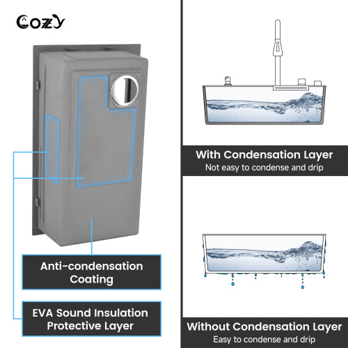 Waterfall Kitchen Sink, Stainless Steel Single Bowl in Black, Multifunctional Workstation with Flying-rain Faucet and Cutting Board, 30×22″ Stainless Steel Single Bowl Sink, SSBL12