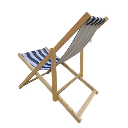 populus wood sling chair blue Stripe Broad blue Stripe (color: Dark blue) folding chaise lounge chair-2PCS