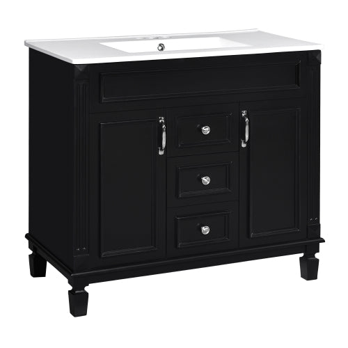 36'' Bathroom Vanity with Top Sink, Modern Bathroom Storage Cabinet with 2 Soft Closing Doors and 2 Drawers, Single Sink Bathroom Vanity