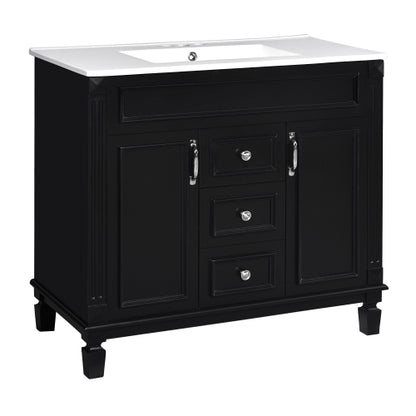 36'' Bathroom Vanity with Top Sink, Modern Bathroom Storage Cabinet with 2 Soft Closing Doors and 2 Drawers, Single Sink Bathroom Vanity