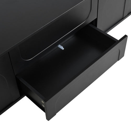 Black Arched Door TV Stand with Drawers 75 Inch Media Console