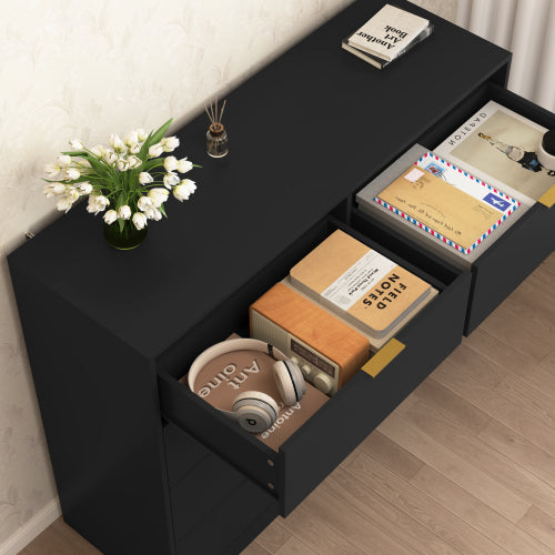 8 Drawers Dresser for Bedroom, Wood Bedroom Dresser Modern Drawer Chest, 8 Chest of Drawer, Tall Dresser for Closet, Dressers Organizer for Living Room, Closet, Hallway Black