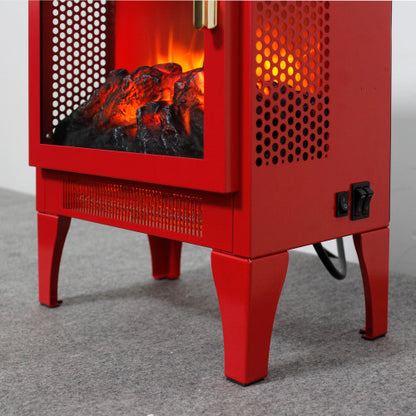 17 inch Freestanding Electric Fireplace Stove heater with 3D Flame effect,Classic Red