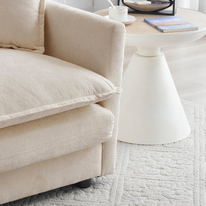 Light-Coffee Chenille Upholstered 2-Seat Deep-Seat Modular Sofa with 4 Pillows for Living-Room Bedroom