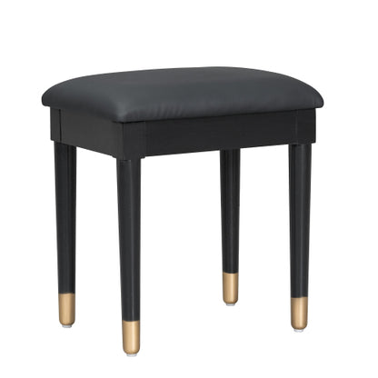 Black Space Saving Vanity Desk Set with Stool, Built?in Charging Station, Drawers & Tempered Glass Cabinet
