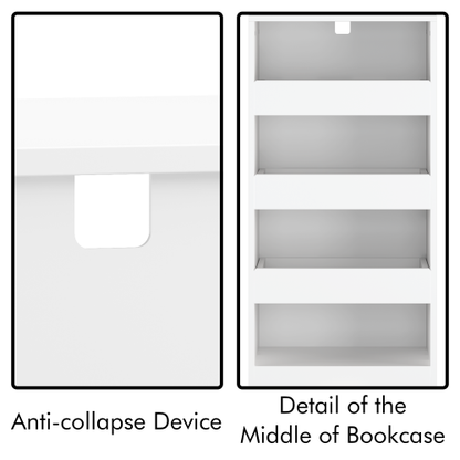 4-Tier Bookshelf with Sliding Drawers and Bottom Drawer