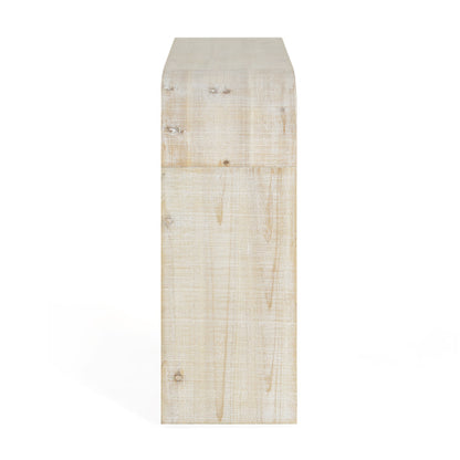 52 inch Wood Console Table with Curved Edge, Natural Texture, Perfect for Entryways and Living Rooms