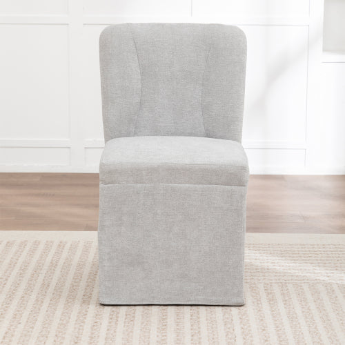 Set of 2 Gray Linen Armless Dining Side Chairs, Padded Seat & Backrest, Iron Frame, 250lbs Capacity for Kitchen & Living Room