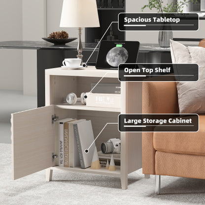 Beige Charging Station Nightstand, 19.68inchW*17.16inchD*25.2inchH