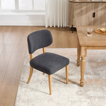 Wooden Dining Chairs Set of 2, Modern Fabric Upholstered Dining Room Chair Kitchen Chairs, Farmhouse Dinner Chair for Kitchen Dining Room