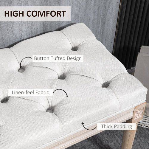 32inch  End of Bed Bench, Upholstered Bedroom Bench, Cream White