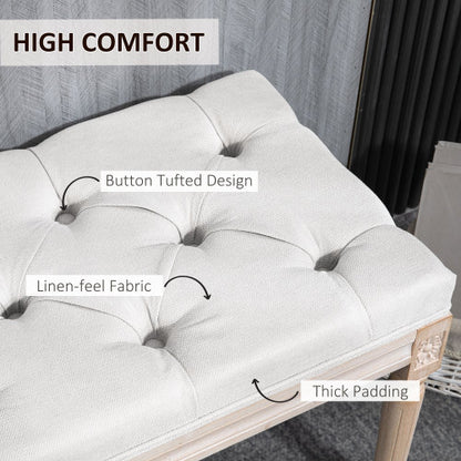 32inch  End of Bed Bench, Upholstered Bedroom Bench, Cream White