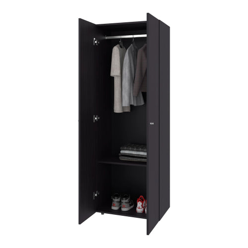 Armoire 66.9" H, 2 Doors, 2 Shelves, Black Wengue - Bedroom